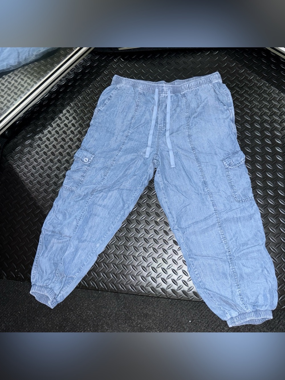 Vintage Beachlunchlounge Light Blue Relaxed Cargo Jogger Jeans Large